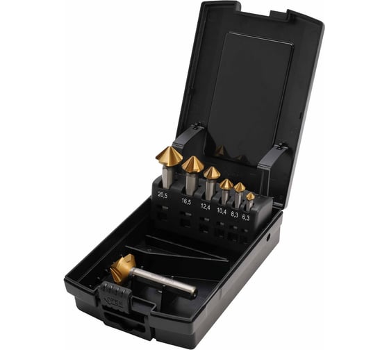 Набор зенковок MASTER-TOOL 90гр. 6.3-25мм 5z DIN335C HSS-G TiN 7шт 102892TMT