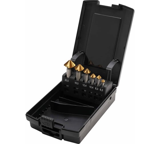 Набор зенковок MASTER-TOOL 90гр. 6.3-20.5мм 5z DIN335C HSS-G TiN 6шт 102890TMT