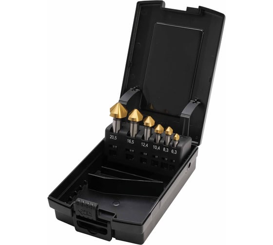 Набор зенковок MASTER-TOOL 90гр. 6.3-20.5мм 3z DIN335C HSS-G TiN 6шт 102152TPRO