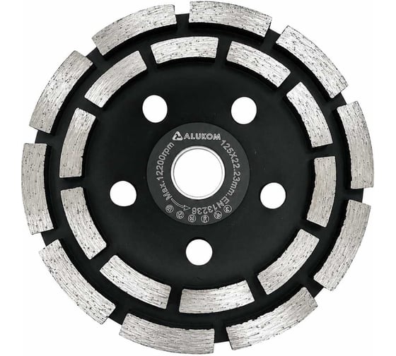 Чашка алмазная шлифовальная ALUKOMTOOLS 125x22.23x5мм, двухрядная АТ-АЧШ12518