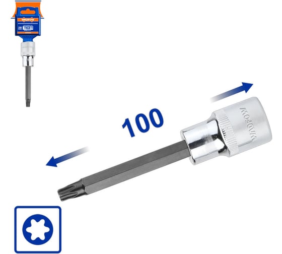 Насадка бита торцевая 100 мм 1/2 TORX T30 10/80 WadFow WSC5214