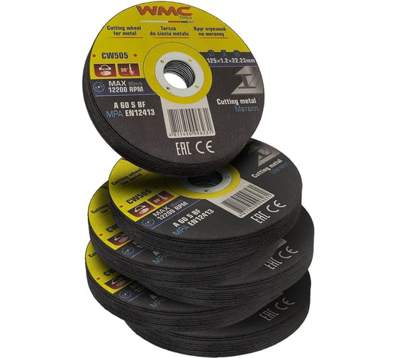 Круг отрезной WMC TOOLS 125x1.2x22.2мм -60шт WMC-CW505/60шт к-т/(63978)
