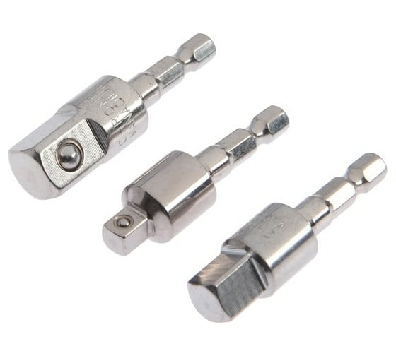 Набор шарнирных адаптеров (3 шт; 1/4", 3/8", 1/2"; 52-57 мм; CrV) ТУНДРА 7069406