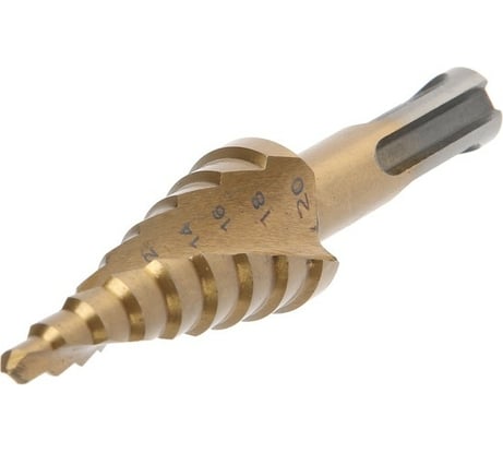 Сверло ступенчатое PRO (4-20 мм; HSS, TiN; SDS-plus) ТУНДРА 6937306