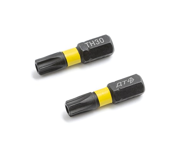 Бита ударная Дело Техники 1/4", Т30 × 25 мм с отверстием, 2шт. 794802