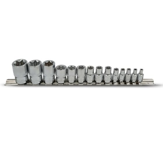 Набор головок на держателе ROSSVIK 1/4, 3/8, 1/2, TORX E4-E24, 14 предметов SST0424