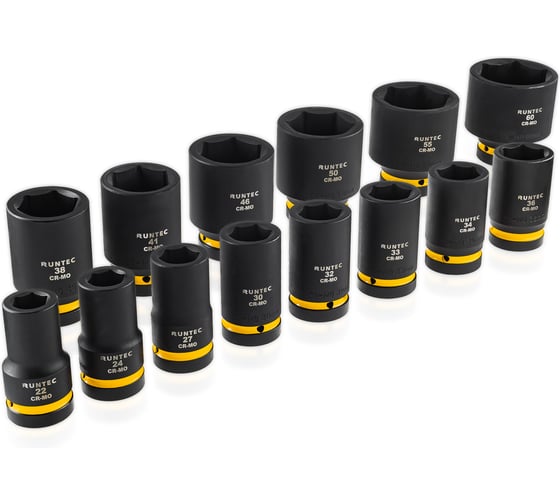 Набор ударных головок глубоких RUNTEC 1, 22-60 мм, CrMo, 14 предметов RT-IS3B14L