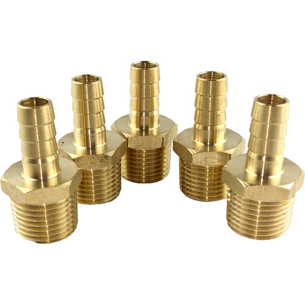 Штуцер латунный пневмо 1/2" НР - 10 мм, 5 шт HG 1644767 - выгодная цена ...