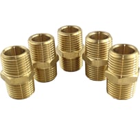 Ниппель латунный пневмо 1/2" НР, 5 шт HG 1644736