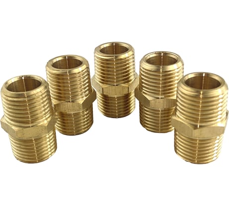 Ниппель латунный пневмо 1/2" НР, 5 шт HG 1644736