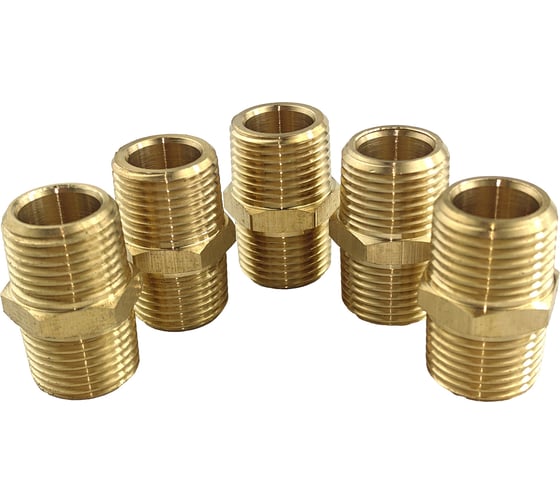 Ниппель латунный пневмо 1/2" НР, 5 шт HG 1644736 1