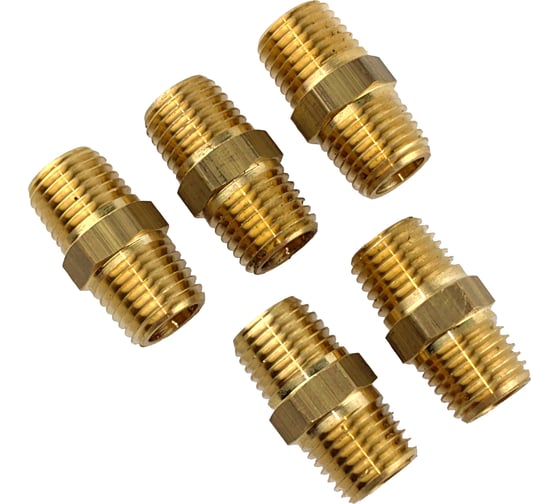 Ниппель латунный пневмо 1/4" НР, 5 шт HG 1644743 1