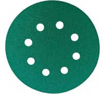 Шлифовальный круг Long Abrasive AF77 Green 125мм на липучке, Р80, 8отв., (100 штук) D771250808-100
