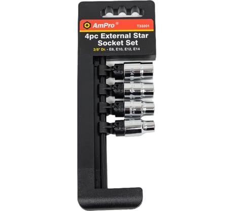 Набор головок Torx 3/8, на планке E8, E10, E12, E14 AmPro T33201