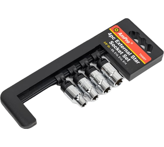 Набор головок Torx 3/8, на планке E8, E10, E12, E14 AmPro T33201
