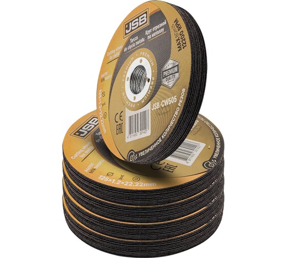 Круг отрезной по металлу JSB 125x1,2x22,2мм(50шт к-т) JSB-CW505 PREMIUM[50шт к-т](64285)