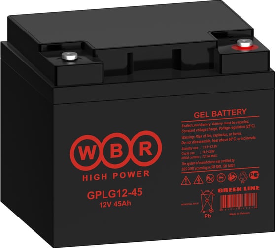 Аккумуляторная батарея гелевая WBR GPLG12-45 12В 45 Ач УТ-00003108