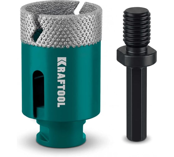 Вакуумная алмазная коронка KRAFTOOL VS DIAMOND d 55 (М14; HEX10), по керамограниту 29890-55