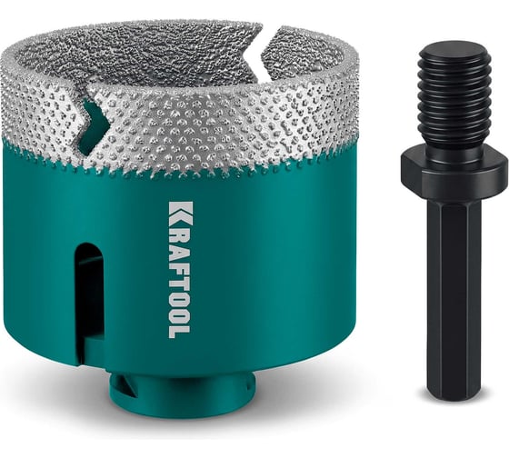 Вакуумная алмазная коронка KRAFTOOL VS DIAMOND d 70 (М14; HEX10), по керамограниту 29890-70