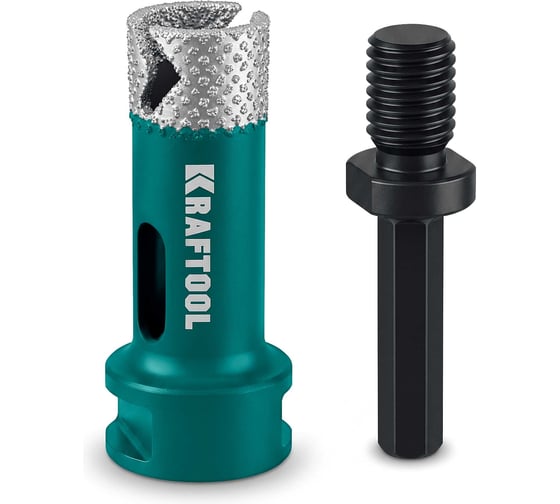 Вакуумная алмазная коронка KRAFTOOL VS DIAMOND d 25 (М14; HEX10), по керамограниту 29890-25