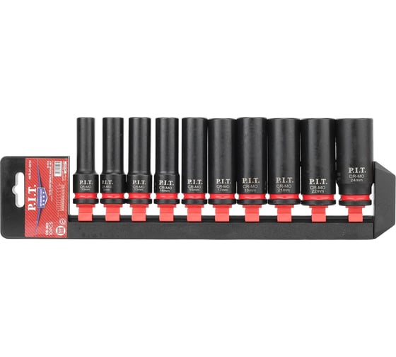Набор головок торцевых ударных P.I.T. ADVANCE (10шт, 1/2, HEX 10-24мм, 78мм, 42CrMo) HSTL01-0010