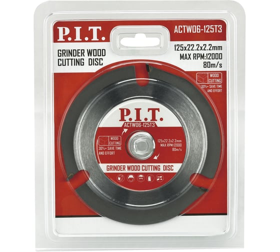 Диск пильный по дереву для УШМ P.I.T. 125x22.2x2.2 мм 3T ACTW06-125T3