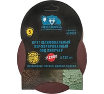 Круг шлифовальный перфорированный, 8 отверстий, 125 мм, P2000, 5 шт Росомаха 438820