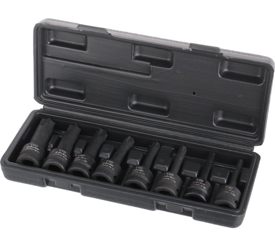 Набор головок-бит TORX ударных LIGE 1/2, 8пр.(T30,T40,T45,T50,T55,T60,T70,T80) ,в кейсе 631538