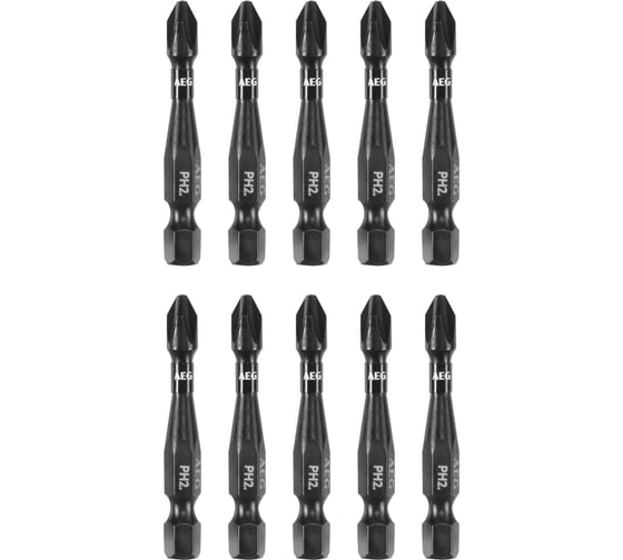 Ударостойкие биты AEG PH2 50 мм, 10 шт, TICTAC упаковка AF50PH2-10 4932502232