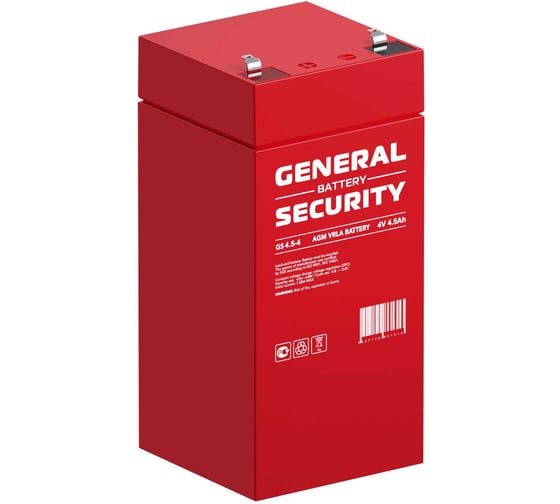 Аккумуляторная батарея GENERAL SECURITY GS4.5-4 4В 4,5 Ач УТ-00001381