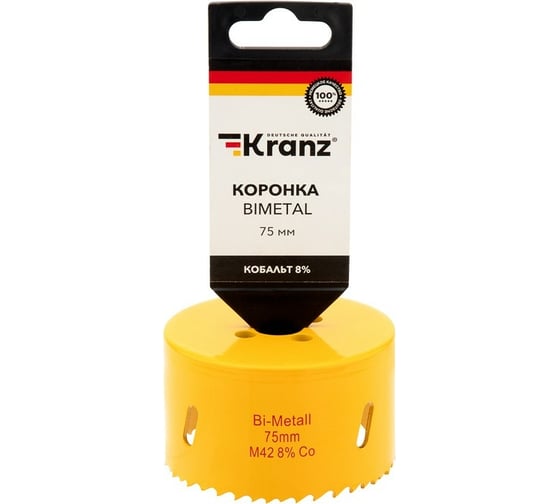 Коронка биметаллическая 75 мм KRANZ KR-92-0237