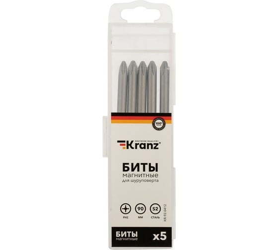 Бита (5 шт; PH2x90 мм) для шуруповерта KRANZ KR-92-0412 1