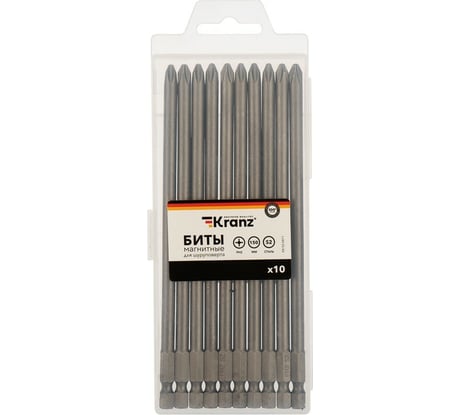 Бита (10 шт; PH2x150 мм; сталь S2) для шуруповерта KRANZ KR-92-0411