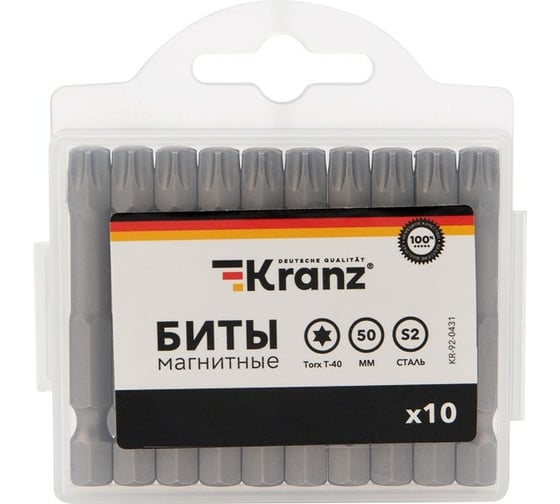 Бита Torx (10 шт; T40x50 мм; сталь S2) для шуруповерта KRANZ KR-92-0431