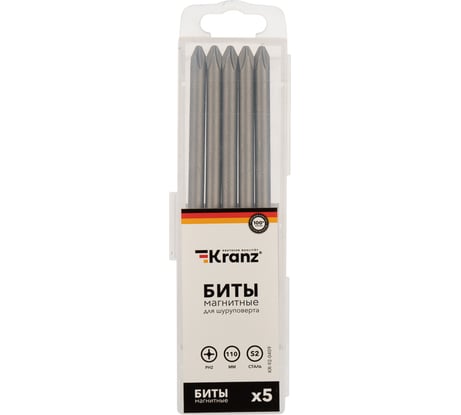 Бита (5 шт; PH2x110 мм) для шуруповерта KRANZ KR-92-0409