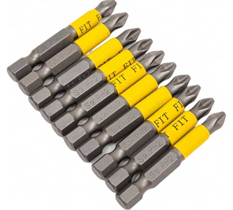 Биты кованые Профи односторонние (10 шт; PH2; 50 мм; сталь S2) FIT 57525