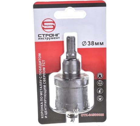 Коронка твердосплавная с победитом по металлу 38 мм Strong СТК-04500038
