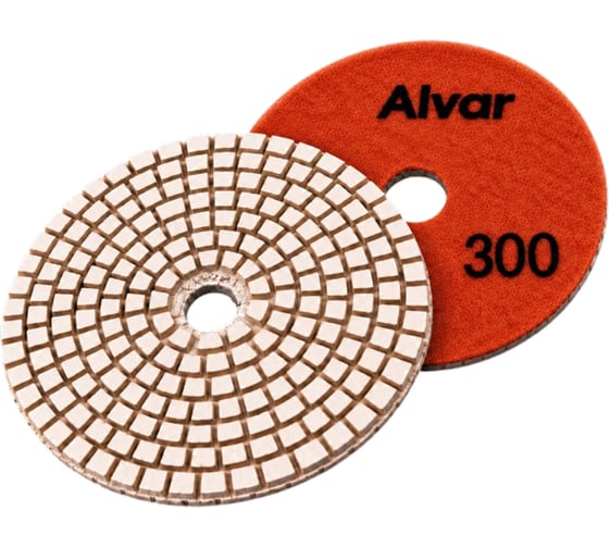 Круг алмазный гибкий шлифовальный Alvar мокрый P300 D=100мм (10 шт) AL-GD10C-300