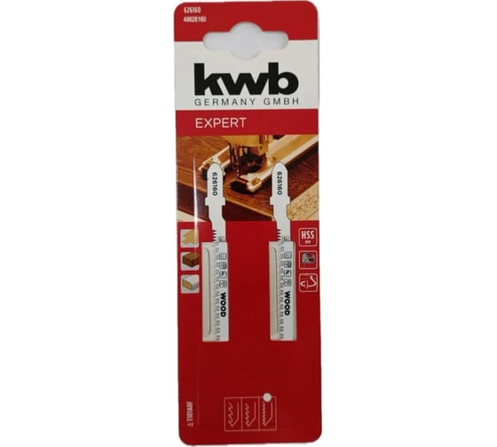 Пилка лобзиковая по ламинату/дереву KWB HSS-BiM, шаг 1.4мм, заточенная, 82мм,(Т101AOF), 2 шт 626160