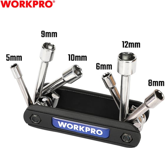 Набор складных головок WORKPRO PRO 6шт (5,6,8,9,10,12мм), WP222099