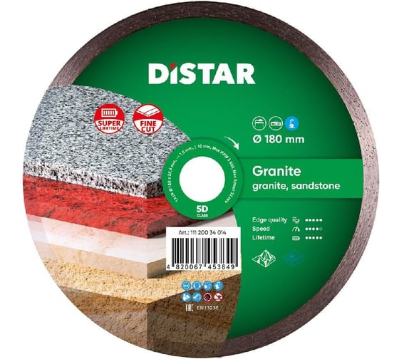 Круг алмазный ADTnS 1A1R 180x1,4x8,5x25,4 Granite 11120034014
