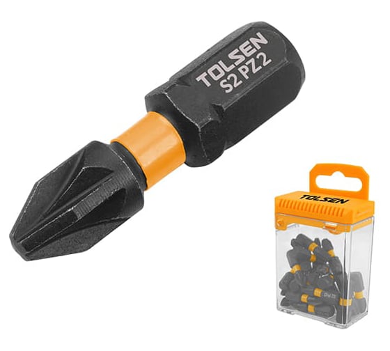 Биты TOLSEN торсионные Industrial PZ2 x 25 мм, 1/4, S2, магнит, 20 шт 20565 1