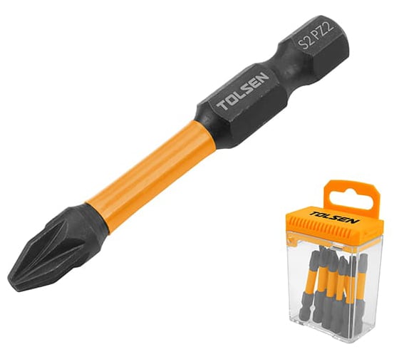Биты TOLSEN торсионные Industrial PZ2 x 50 мм, 1/4, S2, магнит, 10 шт 20575 1