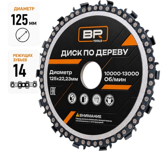 Диск пильный по дереву BestRoom круг отрезной Цепной диск 125мм(114-999)