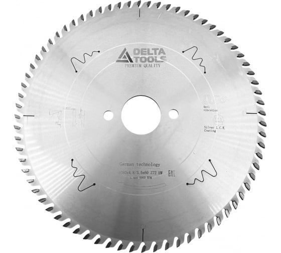 Дисковая пила для ФРЦ Deltatools Premium 380*4.8/3.5*60 Z72 TR-F (NEW) 06-8848