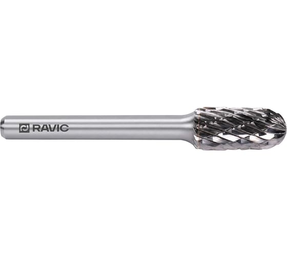 Борфреза твердосплавная Ravic форма C, цилиндр со сферич. концом, 10х20х6х65 мм, без покрытия, 240.3023