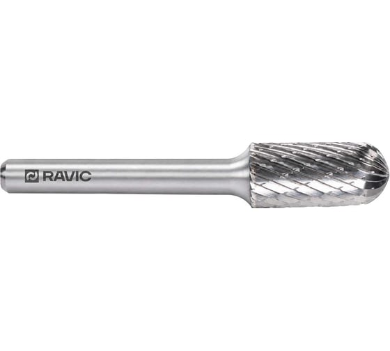 Борфреза твердосплавная Ravic форма C, цилиндр со сферич. концом, 12х25х6х70 мм, без покрытия, 240.3029