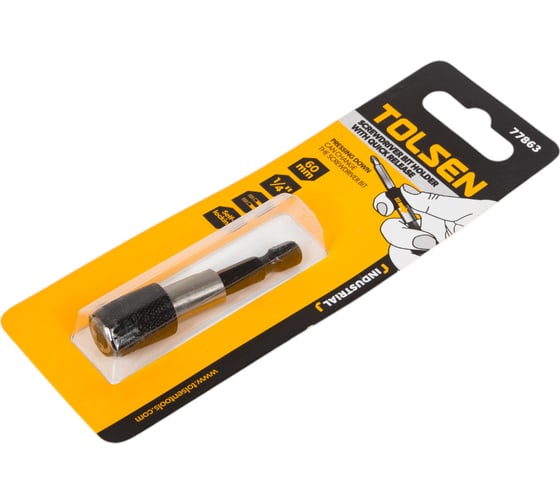 Держатель бит с фиксатором 1/4", 60 мм TOLSEN 77863