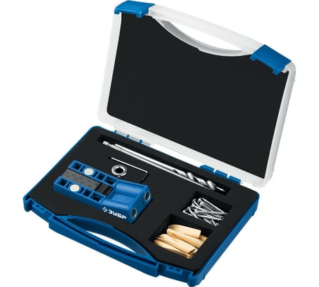 Двойной кондуктор в кейсе для глухих отверстий ЗУБР 2 отверстия 30091