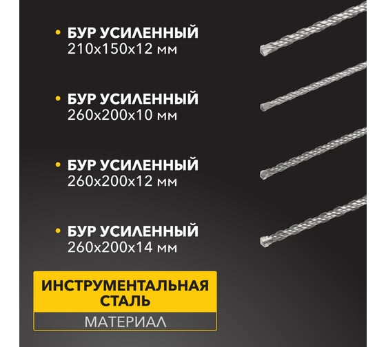 Набор буров и долот 13 предметов SDS Plus KRANZ KR-91-0409